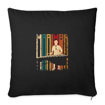Retro vintage marimba player marimbist - Sofa pillowcase 17,3'' x 17,3'' (45 x 45 cm) - black - Front