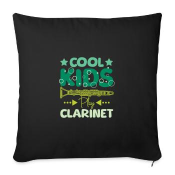 Pour les enfants Des enfants cool jouent de la clarinette - Housse de coussin décorative 45 x 45 cm - noir - Devant