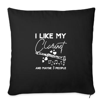 J'aime ma clarinette et peut-être 3 personnes - Housse de coussin décorative 45 x 45 cm - noir - Devant