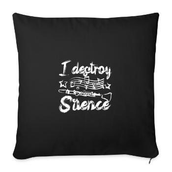 Je détruis le silence clarinettiste - Housse de coussin décorative 45 x 45 cm - noir - Devant