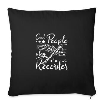 Des gens cool jouent de la flûte à bec - Housse de coussin décorative 45 x 45 cm - noir - Devant