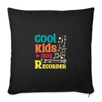 For children Cool kids play recorder - Sofa pillowcase 17,3'' x 17,3'' (45 x 45 cm) - black - Front