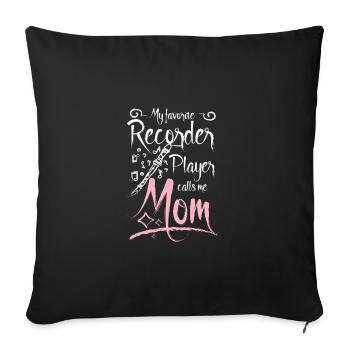Mon flûte à bec préférée m’appelle maman - Housse de coussin décorative 45 x 45 cm - noir - Devant