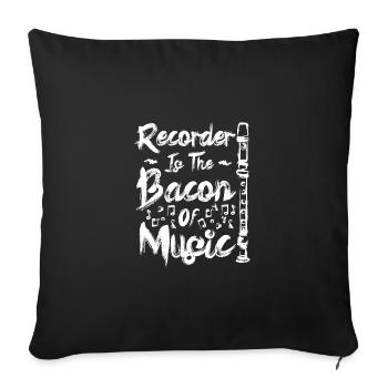La flûte à bec est le bacon de la musique - Housse de coussin décorative 45 x 45 cm - noir - Devant