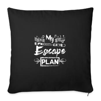 Mon plan d’évasion en jouant de la flûte à bec - Housse de coussin décorative 45 x 45 cm - noir - Devant