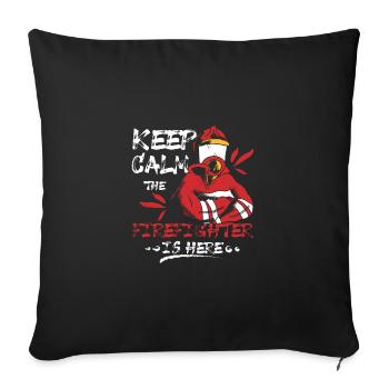 Restez calme, le pompier est là - Housse de coussin décorative 45 x 45 cm - noir - Devant