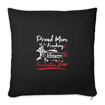 Proud mom of an awesome firefighter son - Sofa pillowcase 17,3'' x 17,3'' (45 x 45 cm) - black - Front