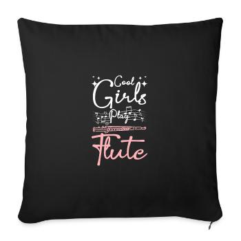 Cool girls play flute - Sofa pillowcase 17,3'' x 17,3'' (45 x 45 cm) - black - Front