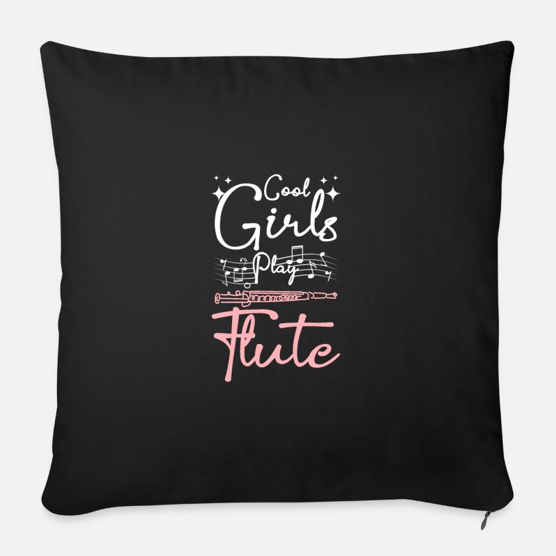 Cool girls play flute - Sofakissenbezug 45 x 45 cm - Schwarz
