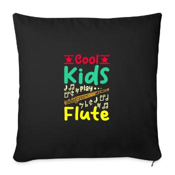 For children, cool kids play flute - Sofa pillowcase 17,3'' x 17,3'' (45 x 45 cm) - black - Front