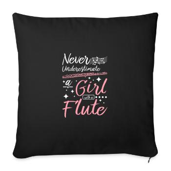 Ne sous-estimez jamais une fille avec une flûte - Housse de coussin décorative 45 x 45 cm - noir - Devant