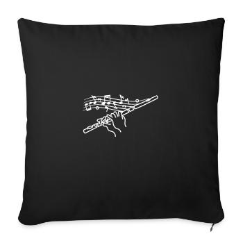 Flûte dessinée peinte - Housse de coussin décorative 45 x 45 cm - noir - Devant
