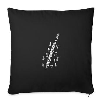 Flûte dessinée peinte - Housse de coussin décorative 45 x 45 cm - noir - Devant