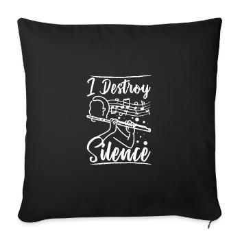 I destroy silence flute player - Sofa pillowcase 17,3'' x 17,3'' (45 x 45 cm) - black - Front