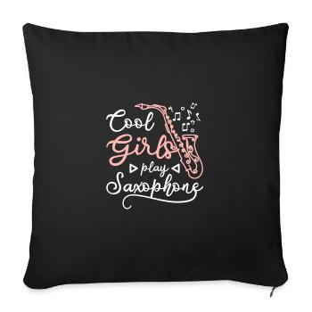 Cool girls play saxophone - Sofa pillowcase 17,3'' x 17,3'' (45 x 45 cm) - black - Front