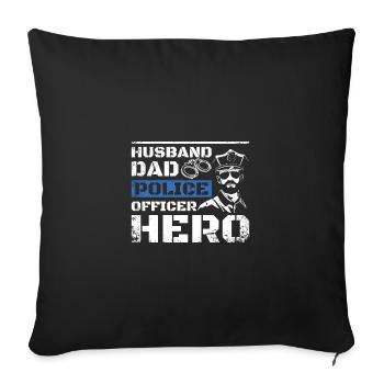 Mari papa policier héros - Housse de coussin décorative 45 x 45 cm - noir - Devant