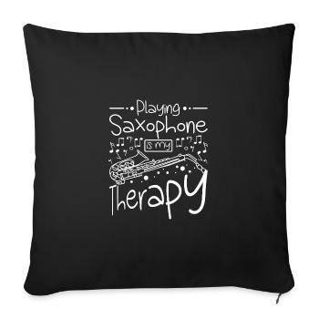 Jouer du saxophone, c’est ma thérapie - Housse de coussin décorative 45 x 45 cm - noir - Devant