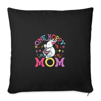 Maman lapin, maman de Pâques, une maman houblonnée - Housse de coussin décorative 45 x 45 cm - noir - Devant