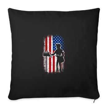 Usa American flag Mail lady - Sofakissenbezug 45 x 45 cm - Schwarz - Vorne