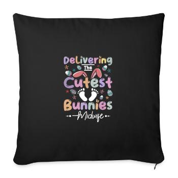 Delivering The Cutest Bunnies Easter Midwife - Sofakissenbezug 45 x 45 cm - Schwarz - Vorne