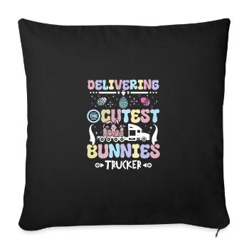 Delivering The Cutest Bunnies Easter Trucker - Sofakissenbezug 45 x 45 cm - Schwarz - Vorne