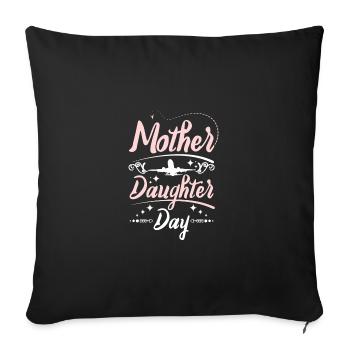 Maman Mère Fille Jour - Housse de coussin décorative 45 x 45 cm - noir - Devant