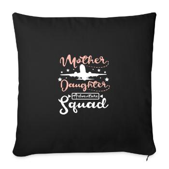 Escouade d’aventure Mère Fille - Housse de coussin décorative 45 x 45 cm - noir - Devant