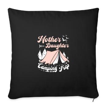 Mother daughter Camping trip - Sofa pillowcase 17,3'' x 17,3'' (45 x 45 cm) - black - Front
