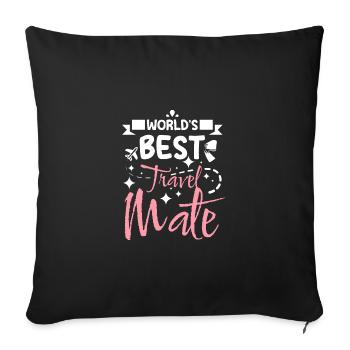 Mother Daughter world's best travel made - Sofa pillowcase 17,3'' x 17,3'' (45 x 45 cm) - black - Front