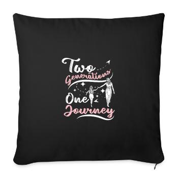 Mère-Fille deux générations en voyage - Housse de coussin décorative 45 x 45 cm - noir - Devant