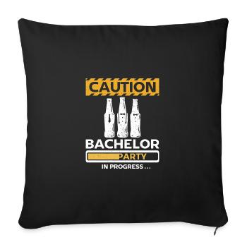 Les garçons d’honneur mettent en garde contre l’enterrement de vie de garçon en cours - Housse de coussin décorative 45 x 45 cm - noir - Devant