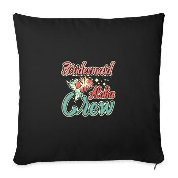 Hawaï Mariage Mariée Demoiselle d’honneur Aloha Crew - Housse de coussin décorative 45 x 45 cm - noir - Devant