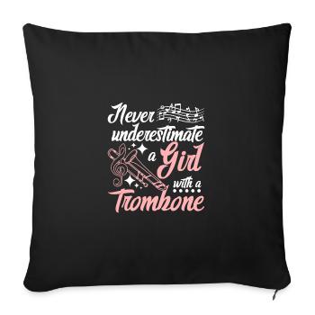 Ne sous-estimez jamais une fille avec un trombone - Housse de coussin décorative 45 x 45 cm - noir - Devant
