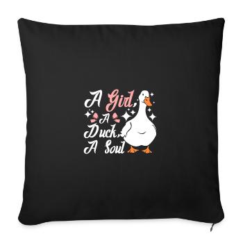 Une fille, un canard, une âme - Housse de coussin décorative 45 x 45 cm - noir - Devant