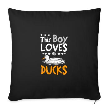 This boy loves his pet pekin ducks - Sofa pillowcase 17,3'' x 17,3'' (45 x 45 cm) - black - Front