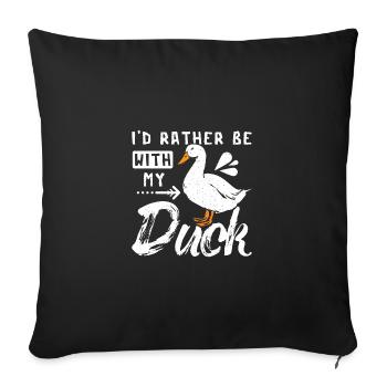 Je préfère être avec mon canard pékin de compagnie - Housse de coussin décorative 45 x 45 cm - noir - Devant