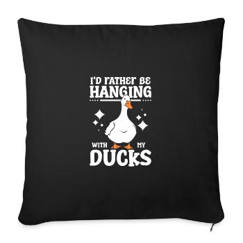Je préfère être suspendu avec mes canards pékin de compagnie - Housse de coussin décorative 45 x 45 cm - noir - Devant
