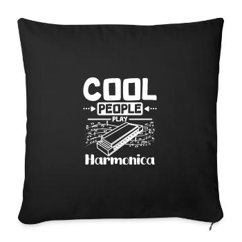 Harmoniciste Les gens cool jouent de l’harmonica - Housse de coussin décorative 45 x 45 cm - noir - Devant