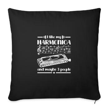 Harmonicist I like my harmonica and maybe 3 people - Sofa pillowcase 17,3'' x 17,3'' (45 x 45 cm) - black - Front