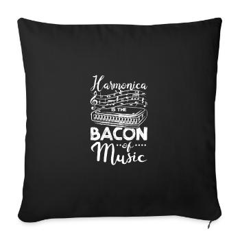 L’harmonica est le bacon de la musique - Housse de coussin décorative 45 x 45 cm - noir - Devant