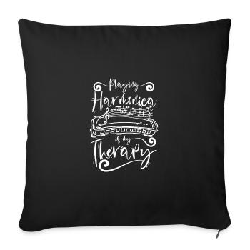 Jouer de l’harmonica est ma thérapie - Housse de coussin décorative 45 x 45 cm - noir - Devant
