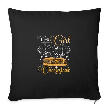 Cette fille fait le meilleur Cheesesteak - Housse de coussin décorative 45 x 45 cm - noir - Devant