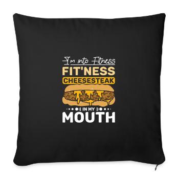 Je suis dans le fitness Fit’ness Cheesesteak dans la bouche - Housse de coussin décorative 45 x 45 cm - noir - Devant