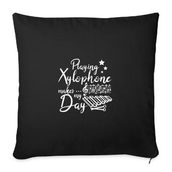 Playing xylophone makes my day - Sofa pillowcase 17,3'' x 17,3'' (45 x 45 cm) - black - Front