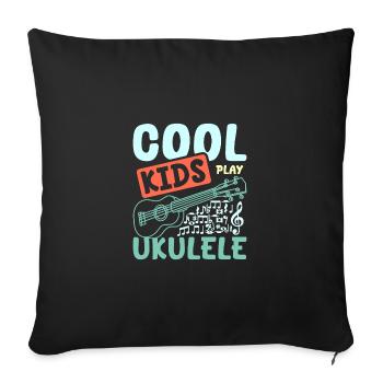 children Cool kids play Ukulele - Sofa pillowcase 17,3'' x 17,3'' (45 x 45 cm) - black - Front