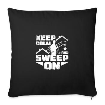 Funny chimney sweep keep calm and sweep on - Sofa pillowcase 17,3'' x 17,3'' (45 x 45 cm) - black - Front