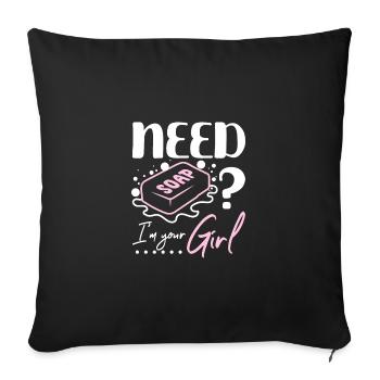 Besoin de savon ? Je suis ta fille - Housse de coussin décorative 45 x 45 cm - noir - Devant
