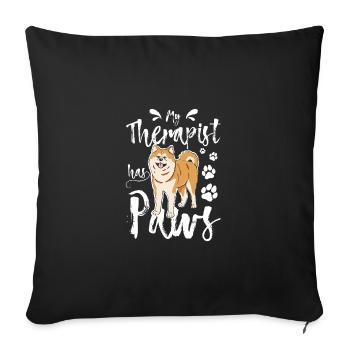 My therapist has paws Akita - Sofa pillowcase 17,3'' x 17,3'' (45 x 45 cm) - black - Front