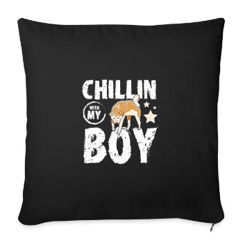 Chillin avec mon garçon Akita - Housse de coussin décorative 45 x 45 cm - noir - Devant