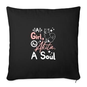 A girl a akita a soul - Sofa pillowcase 17,3'' x 17,3'' (45 x 45 cm) - black - Front